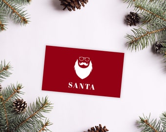 Santa Services Business Card - Modern DIY Santa Business Card Template - Minimalist Santa Claus Service Digital Card - EDITABLE PRINTABLE