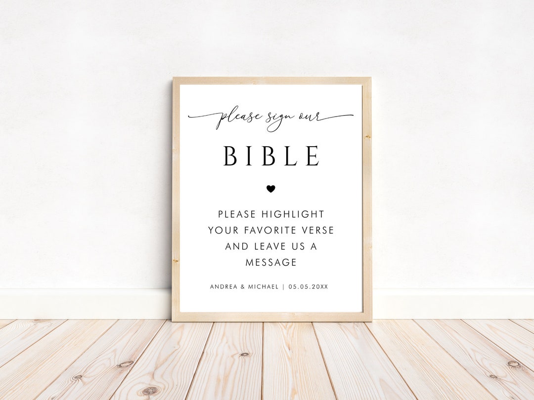 Bible Guestbook Sign Please Sign Our Bible Digital Template DIY Wedding ...