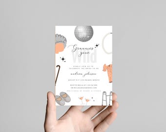 Grannies Gone Wild Bachelorette Weekend Party Invite - Grandma Night Out Bachelorette Party Invitation - Old Lady Party, Editable Printable
