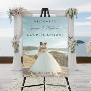 Editable Modern Elegant Script Welcome DIY Sign, DIY Bridal Shower Photo Couples Shower Welcome Sign, Digital Minimalist Bridal Brunch Sign