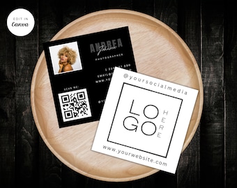 QR Code Business Card Template: Modern Canva Design (Digital Download)
