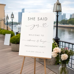 She Said Yes Engagement Welcome Sign - Digital Welcome Sign Template - DIY Editable Printable Engagement Party Welcome Sign Template