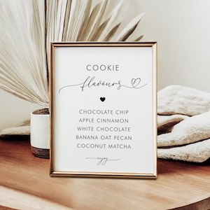 Romantic Heart Cookie Flavors Wedding Sign Template (Digital Download, Editable Text)