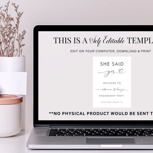 She Said Yes Engagement Welcome Sign Digital Welcome Sign Template DIY ...