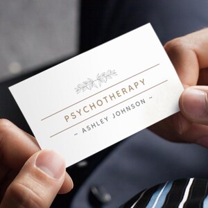 Boho Psychotherapie Visitenkarte, gezeichnete Greenery Therapeut Kontakt Karte, bedruckbare 3,5 x 2 Visitenkarte Vorlage, Instant Download