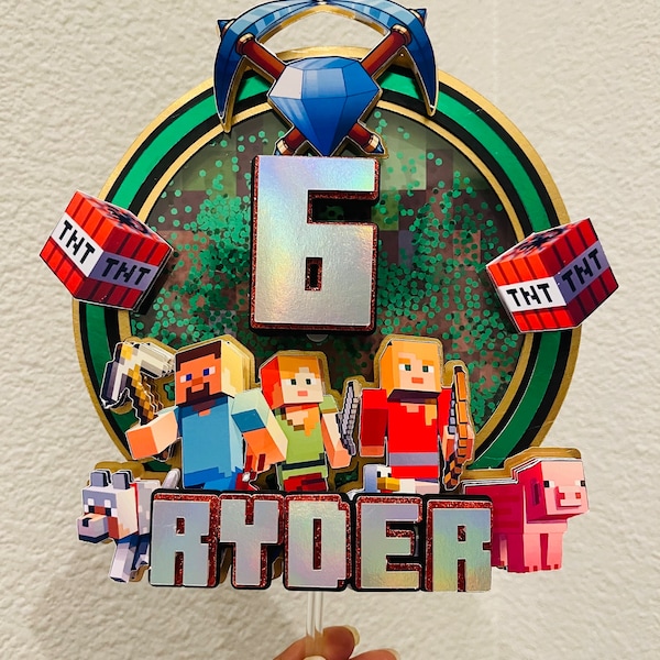 Minecraft  Cake topper | Birthday Boy Cake topper