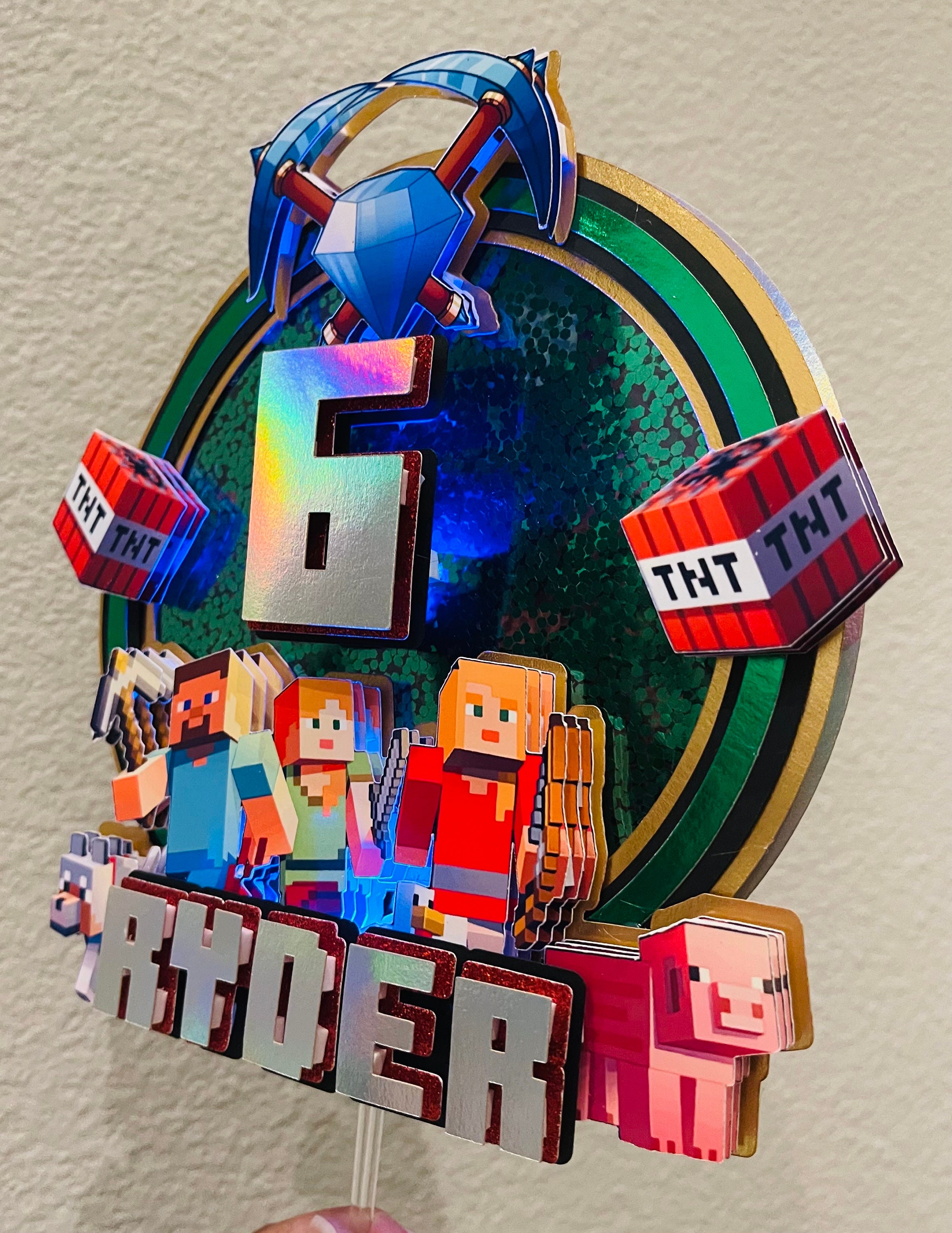 Light Up Minecraft Birthday Topper
