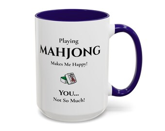 Caneca de café para jogador de Mahjong de 11 oz e 15 oz: caneca de cerâmica, presente para amantes de Mahjong, ideias para presentes, frases engraçadas em canecas