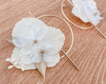 Boucles d'oreille de cérémonie en fleurs séchées pour mariée et pour demoiselles d'honneur