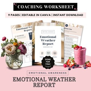 Coaching Worksheet Template For Coaches, Coaching Toolkit, Client Session, Life Coach Workbook, Business Form, Emotional Weather Report