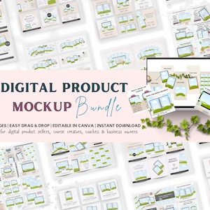 600+ Digitales Produktmockup Canva-Vorlage für Marketing, Etsy Mockup Bundle, Online- natürlich Mockup, Produktlisting-Vorlage, Verkaufen auf Etsy