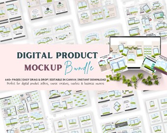 600+ Digital Product Mockup Canva Template For Marketing, Etsy Mockup Bundle, Online Course Mockup, Product Listing Template, Sell On Etsy