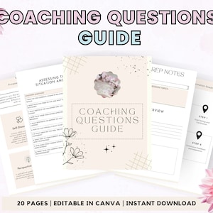 70 Coaching Questions Guide for Coaches, Coaching Session Questions, Life Coaching Tools, Coaching Canva Templates, Coaching Resources