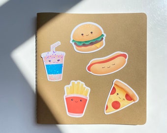 Kawaii Food Stickers | Holographic Laptop Stickers | Cute Sticker Pack | Waterproof Stickers | Fast Food Die Cut Stickers