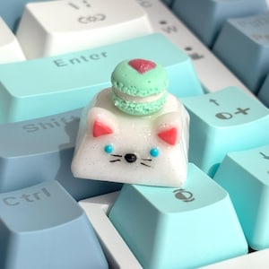 Cute Cat Artisan Keycap | Kawaii Kitty Keycap for Custom Keyboard | Handmade Custom Keycaps | Cute Keyboard Caps | Esc Keycap