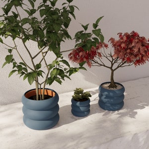 Dark Blue Indoor Planter Pot &#39;Versailles&#39; - Perfect for Lush Greenery, Cacti and Succulents plants