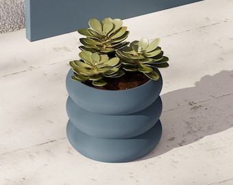 Dark Blue 'Versailles' Indoor Planter Pot: Eco-Friendly Sustainable Plastic