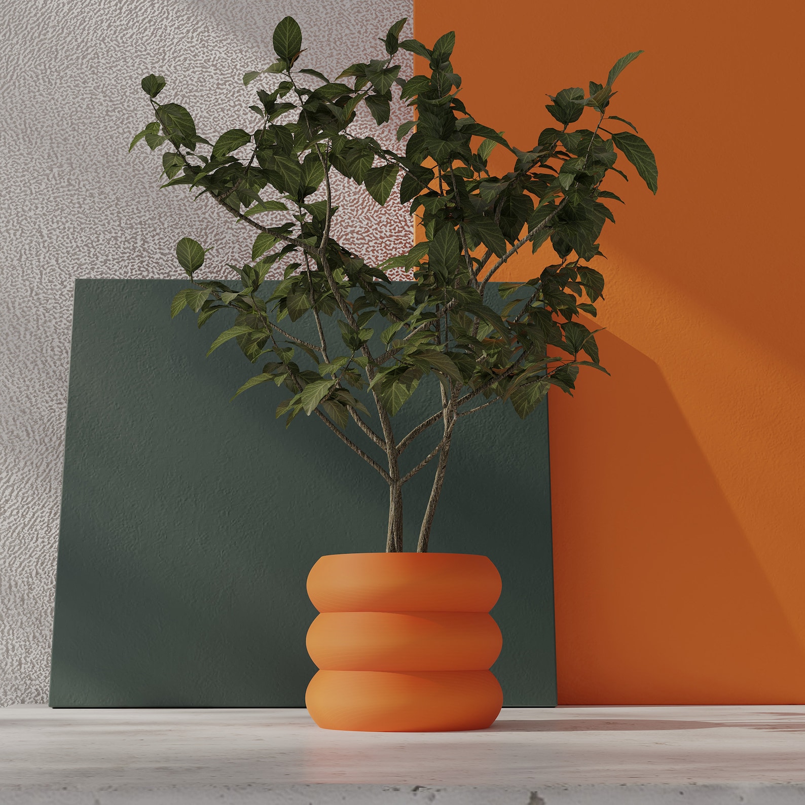 Pot orange/vert