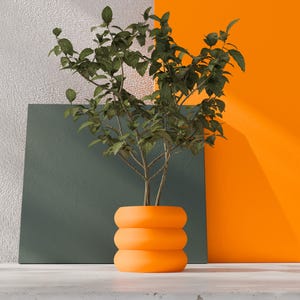 Large Orange 'Versailles' Planter Pot: Japandi Indoor Decor