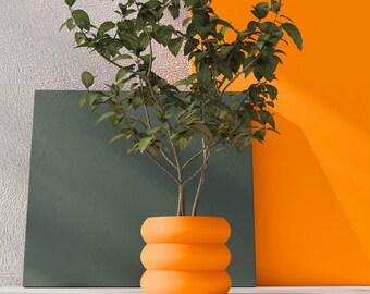 Large Orange 'Versailles' Planter Pot: Japandi Indoor Decor