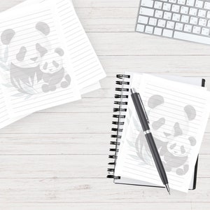 Conjunto de 4 papéis para escrever cartas JW com estampa de panda origami, papel pautado com tema de panda gigante inspirado no Japão, PDF para impressão em casa em folhas A4 e A5
