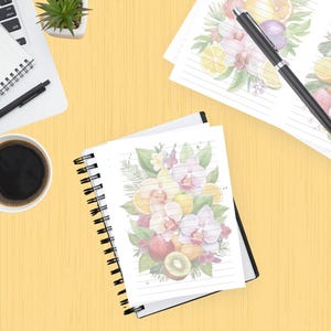 Orchidee i kwiaty tropikalne JW Letter Writing Paper Set of 4, papier w linie o tematyce tropikalnego raju, PDF At-Home-Printable na arkuszach A4, A5