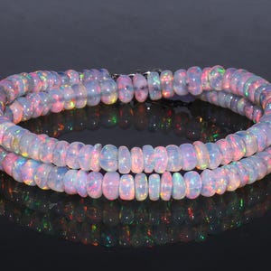 Ethiopian Fire Opal Beaded Necklace: Vintage Rondelle Beads, AAA Quality