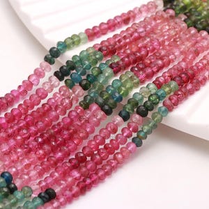 Multi-Tourmaline Faceted Rondelle Beads: 5mm Shaded Crystal Gemstone Strand