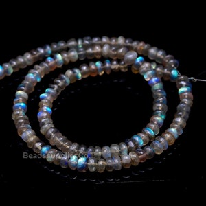 AAA Labradorite Rondelle Beads: Blue Flash Gemstone, 4mm, 16 Inch Strand