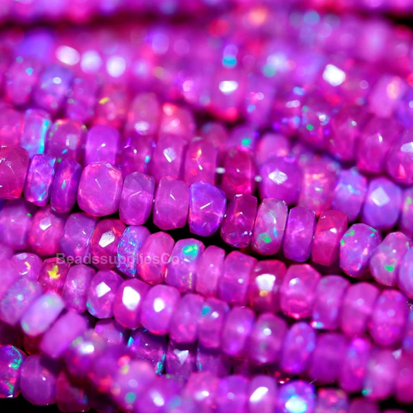 AAA+ Ethiopian Purple Opal Faceted Rondelle Beads, Purple Ethiopian Opal Beads, Ethiopian Opal Rondelle, Fire Opal Beads Gemstone Rondelle