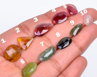 Multi Tourmaline Rose Cut Slices: Loose Gemstones for Jewelry Making