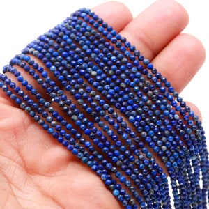 Natural Blue Lapis Lazuli Small Size Faceted Round Beads Energy Gemstone DIY Jewelry Making Design for Bracelet AAAAA Quality 2mm 3mm 4mm