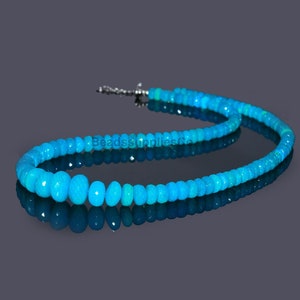 AAA Ethiopian Blue Opal Necklace: Shaded Rondelle Beads Jewelry