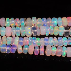 AAA+ Pink Ethiopian Opal Beads 5-8 mm Peach Ethiopian Opal Rondelle Beads Ethiopian Fire Opal Smooth Bead Personalized Jewelry Handmade Gift