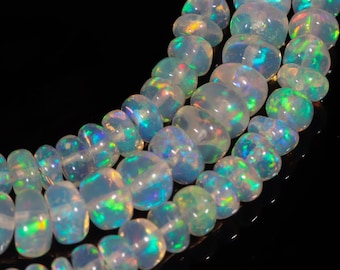 Natural Ethiopian Opal Necklace: Welo Fire Opal Rondelle Beads, 16 Inch