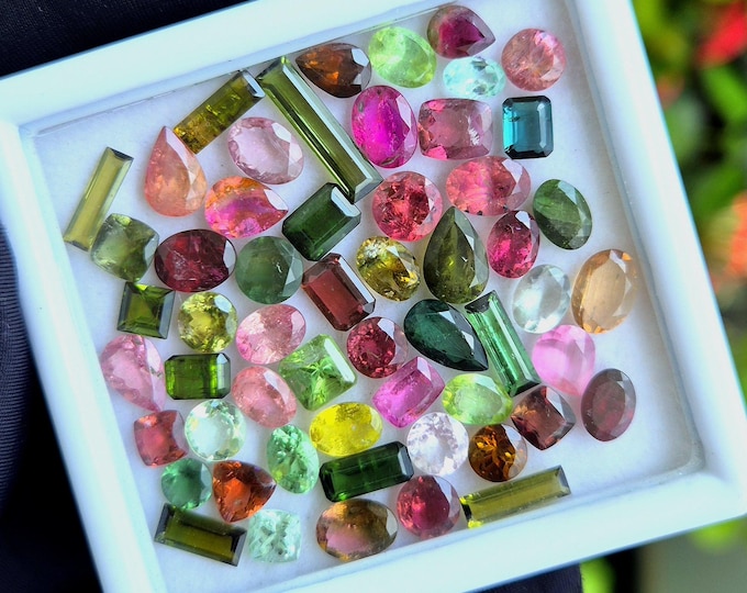 Faceted Tourmaline Gemstone Mix: Multi-Color Loose Stones (3-7 mm, 100 Pieces