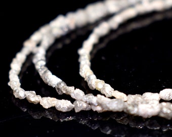 Raw White Diamond Beads: 15" Uncut Diamond Jewelry