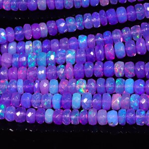 Lavender Ethiopian Opal Beads: Faceted Rondelle Gemstone (3-5.5mm)