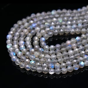 AAA Blue Flash Labradorite Faceted Beads: 2-4mm Gemstone Strand