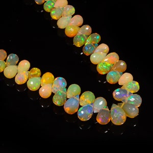AAA+ Ethiopian Opal Faceted Teardrop Shape Beads Flashy Welo Opal Drop Briolette Natural Fire Opal Beads Opal Jewelry Beads for Wholesale