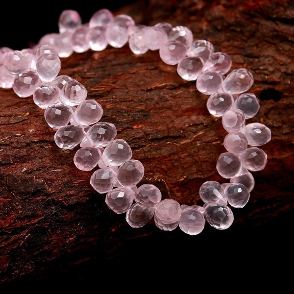 Rose quartz Faceted Drops Shape Beads Rose quartz Briolette Rose Drops bead Rose Quartz Side Cut Drops Wholesale Rose quartz Beads