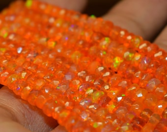 Gefacetteerde oranje Ethiopische opaal rondelle kralen (4-6 mm)