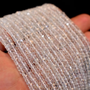 AAA+ Natural White Topaz Faceted Rondelle Beads (4mm)