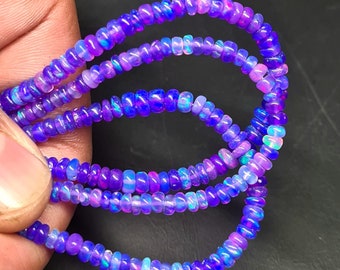 AAA Lavender Ethiopian Opal Beads: Multi Fire Rondelle Gemstone Beads