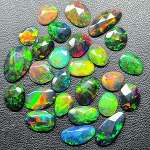 Ethiopian Opal Rose Cut Cabochon: Faceted Gemstone Slice (6-10mm