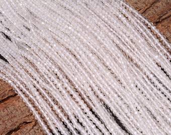 2 mm Crystal Natural Clear Crytsal Quartz Faceted Round Beads 2-2.5 mm Clear Crystal Round Beads Faceted Crystal Quartz Beads Strand