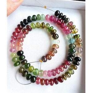 Natural Multi Tourmaline Gemstone Beads: 4mm Smooth Rondelle Beads