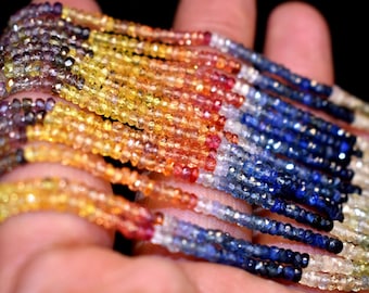 BESTSELLER 16'' inches Multi Sapphire Faceted Rondelle Beads,Sapphire Multi Rainbow Beads, Wholesale Beads Supplier.