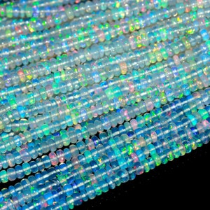 AAA++ ETHIOPIAN OPAL Plain Rondelle Beads, 2mm - 3mm Rainbow Multi Fire Opal Rondelle Beads, Natural Flashy Welo Opal Beads, Wholesale Beads