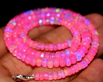 AAA+ Faceted Pink Ethiopian Opal Beads: Rondelle Gemstone Beads (4-6 mm)